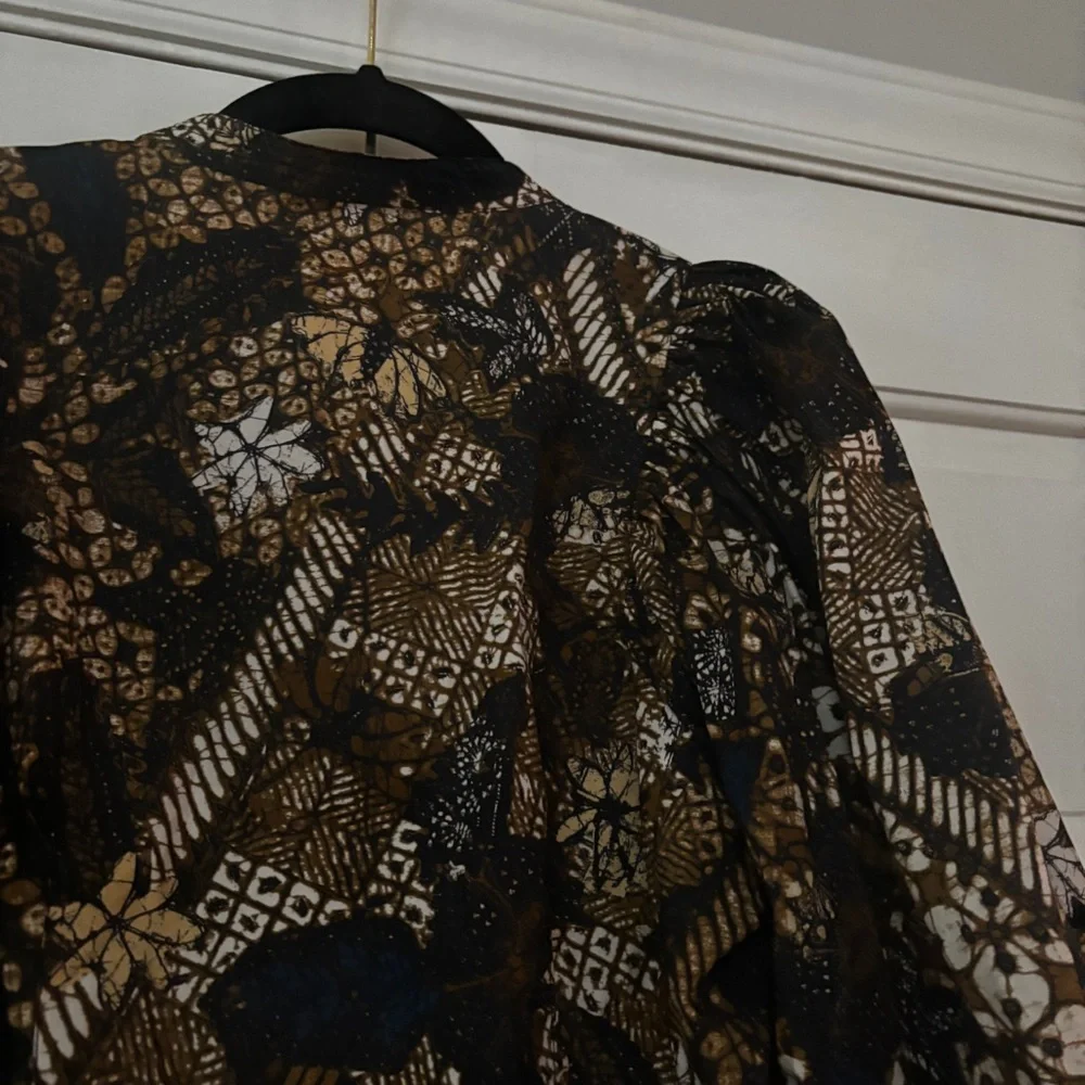 Ulla Johnson Prudence Blouse Bronze Floral Size 2 Puff Sleeves Neutral Top Shirt